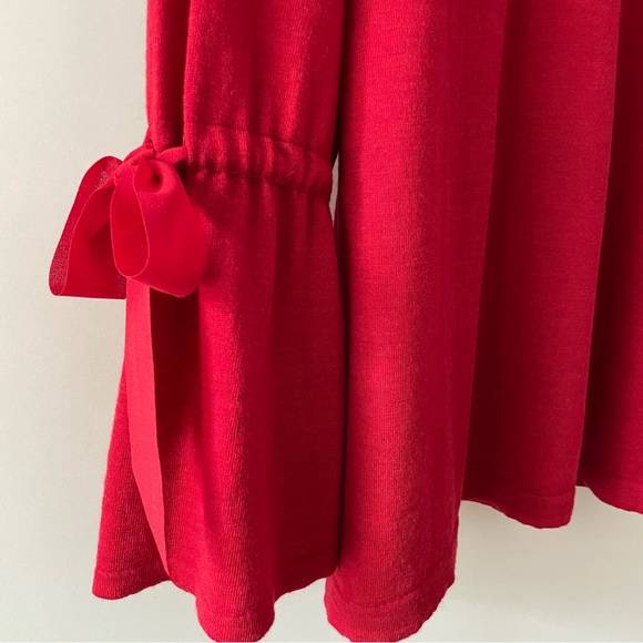 NWOT Talbots Red Bell Sleeve Merino Wool Sweater with Bow Accents Size 1X - Picture 5 of 12